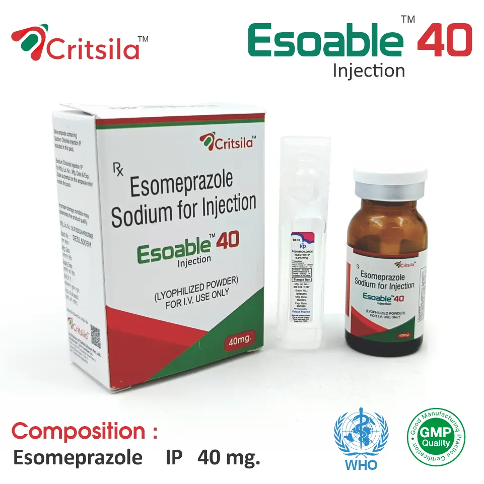 Esomeprazole 40mg Injection at Best Price in PCD Pharma Franchise for Gastrointestinal and Acid Reduction Treatments.